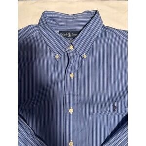 Ralph Lauren Mens Striped Button Down Long Sleeve Dress Shirt Classic Fit